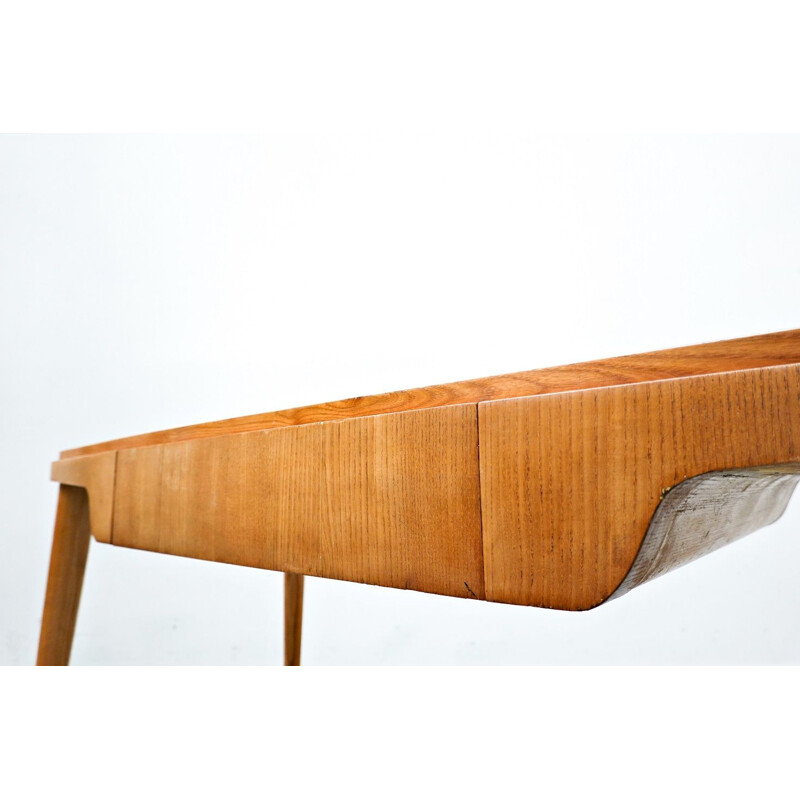 Mid-century wood and glass top desk, Italy 1950s
