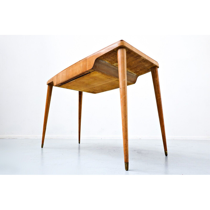 Mid-century wood and glass top desk, Italy 1950s