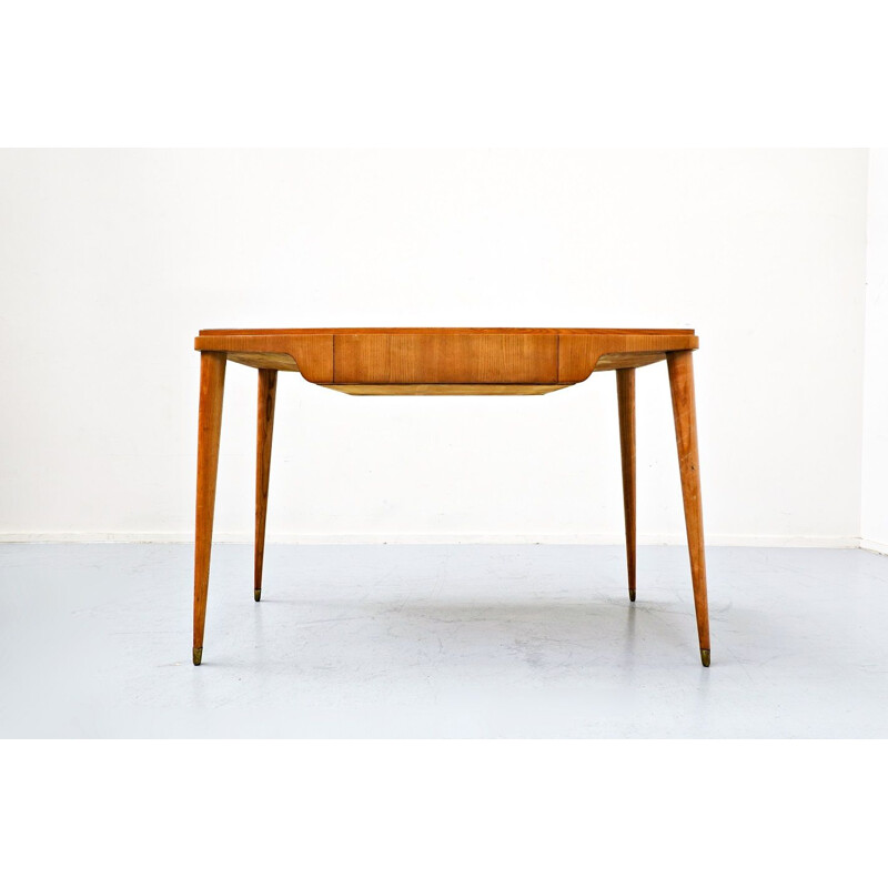Mid-century wood and glass top desk, Italy 1950s