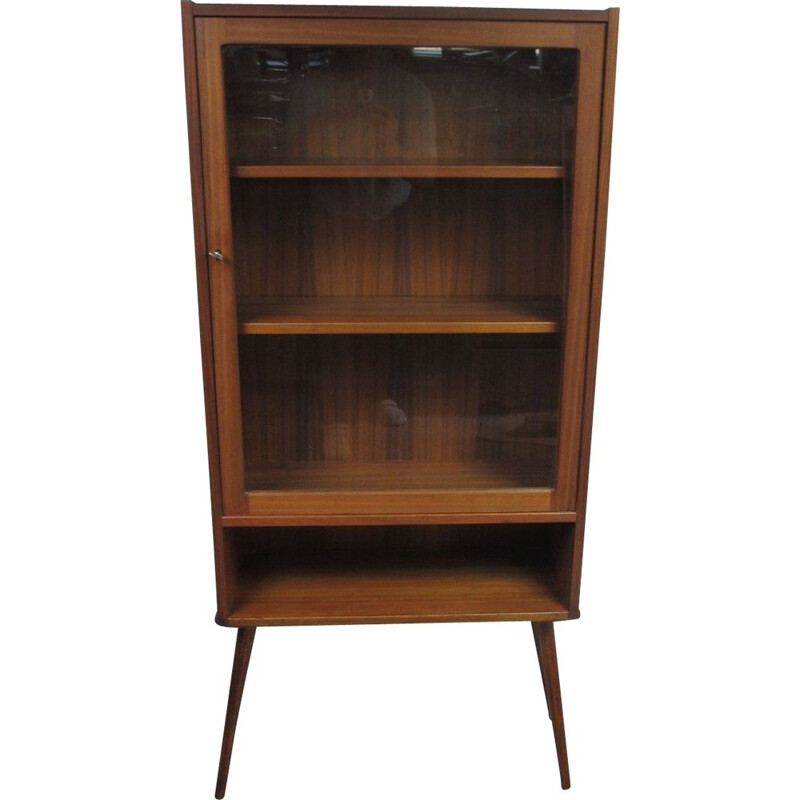 Vintage glazed display cabinet veneered with teak, 1970s