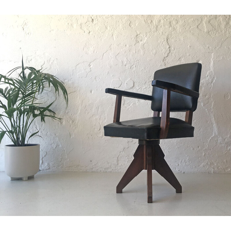 Mid-century swivel desk chair, 1940s