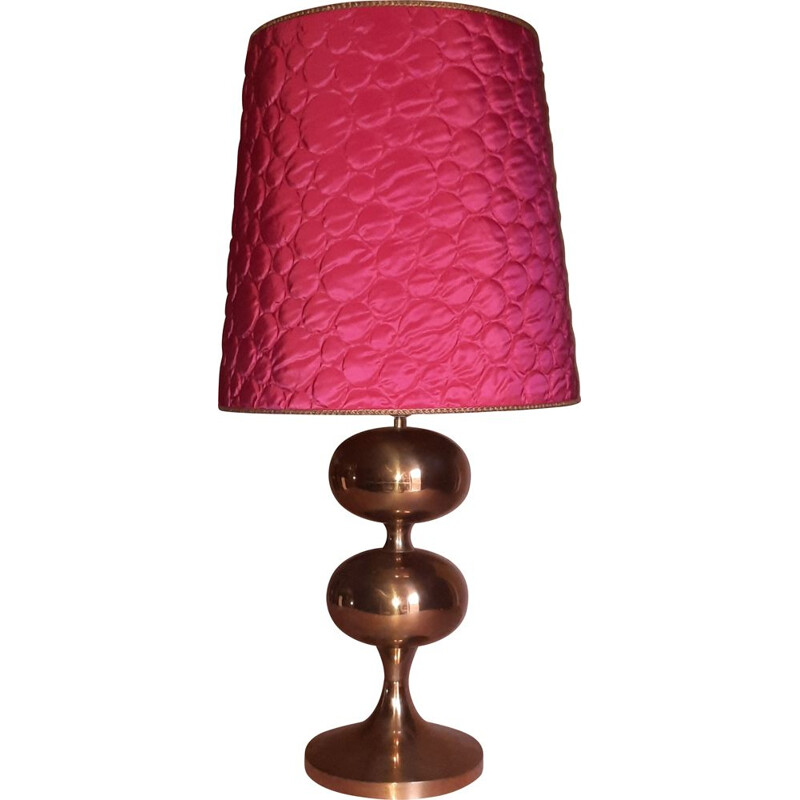 Vintage solid brass lamp with shade, 1970