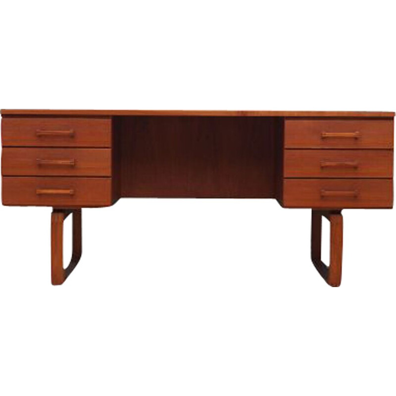 Vintage teak desk with solid wood legs by H. Jensen & T. Valeur, 1970s