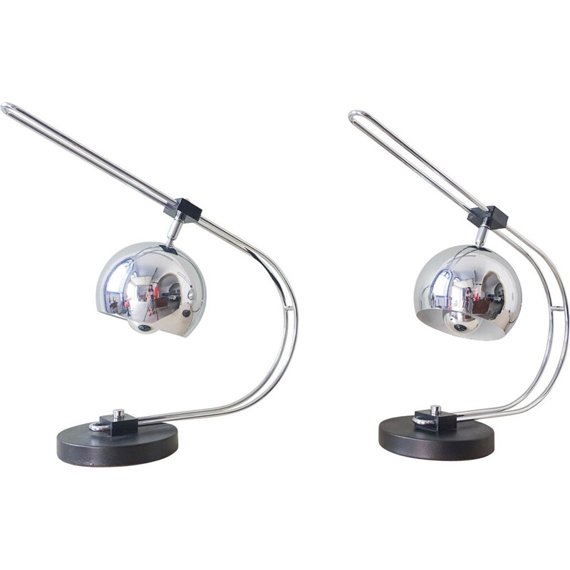 Paire de lampes vintage assorties Eyeball Reggiani, Italie 1970