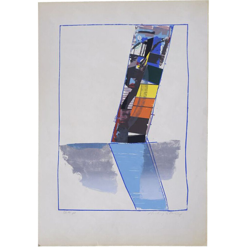 Lithographie vintage en couleur abstraite moderne par Hardy Strid, 1950