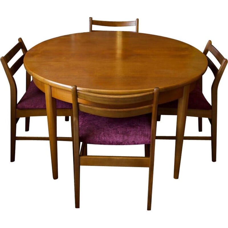 Mid-century set of Jentique extensions dining table and 4 chairs