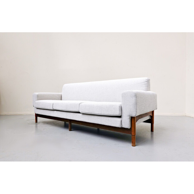 Vintage 3 seater walnut sofa by Sapiroti, Italy 1960