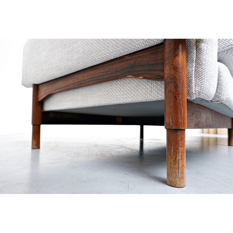 Vintage 3 seater walnut sofa by Sapiroti, Italy 1960