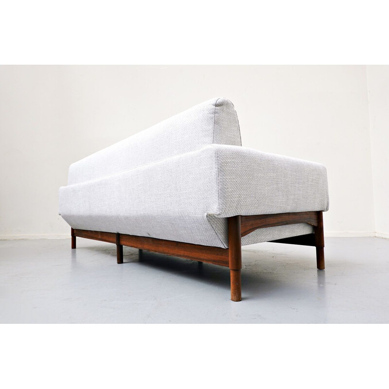 Vintage 3 seater walnut sofa by Sapiroti, Italy 1960