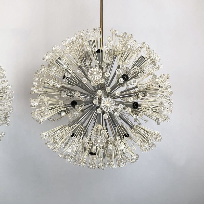 Pair of vintage chrome-plated pendant lamps by Emil Stejnar, 1970