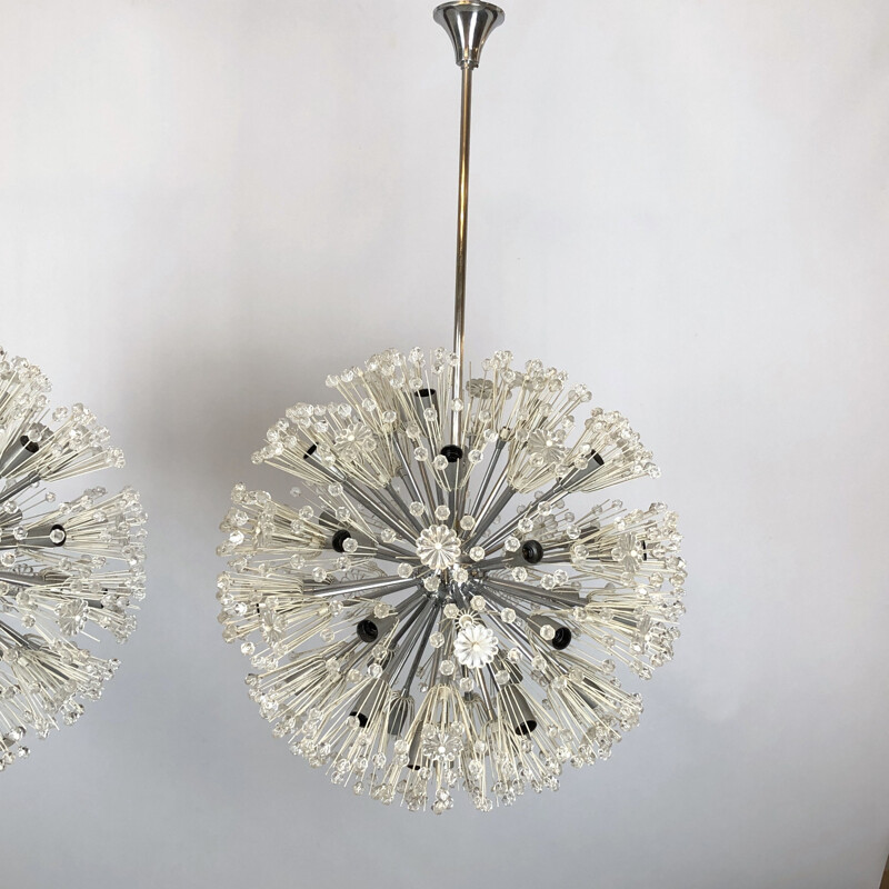 Pair of vintage chrome-plated pendant lamps by Emil Stejnar, 1970