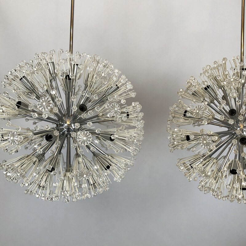 Pair of vintage chrome-plated pendant lamps by Emil Stejnar, 1970