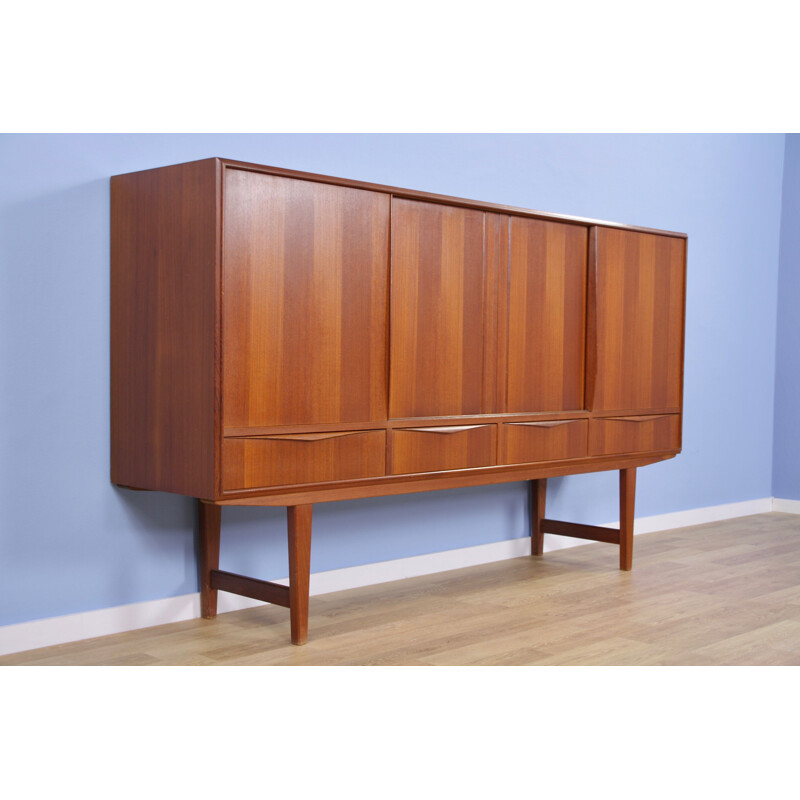 Mid-century danish sideboard highboard in teak by E.W. Bach for Sejling Skabe, 1960s