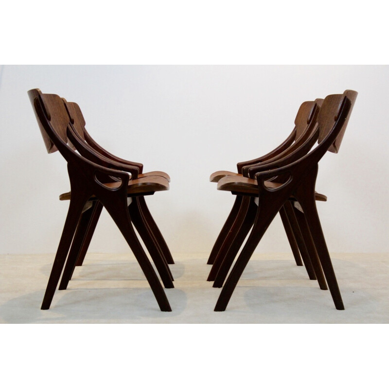 Set of 4 teak dining chairs, Arne HOVMAND OLSEN - 1950s