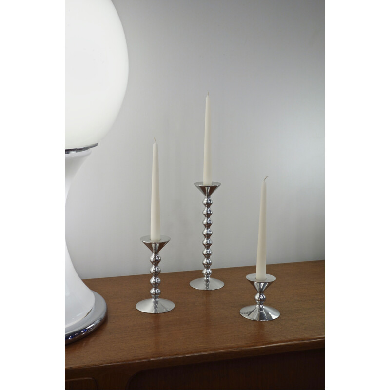 Set of 3 vintage candleholders by Alessandro Mendini for Alessi, Italy 2002s