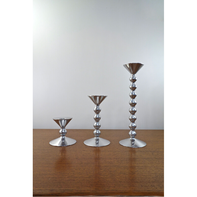 Set of 3 vintage candleholders by Alessandro Mendini for Alessi, Italy 2002s