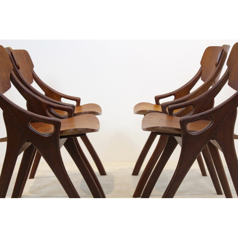Set of 4 teak dining chairs, Arne HOVMAND OLSEN - 1950s