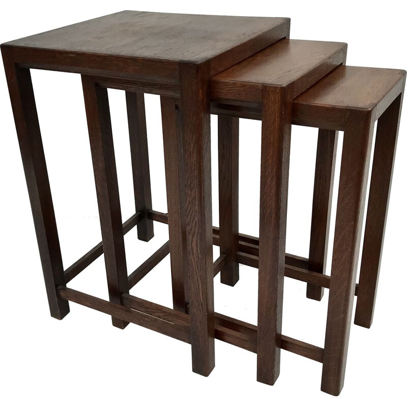 Vintage nesting tables in exotic wood