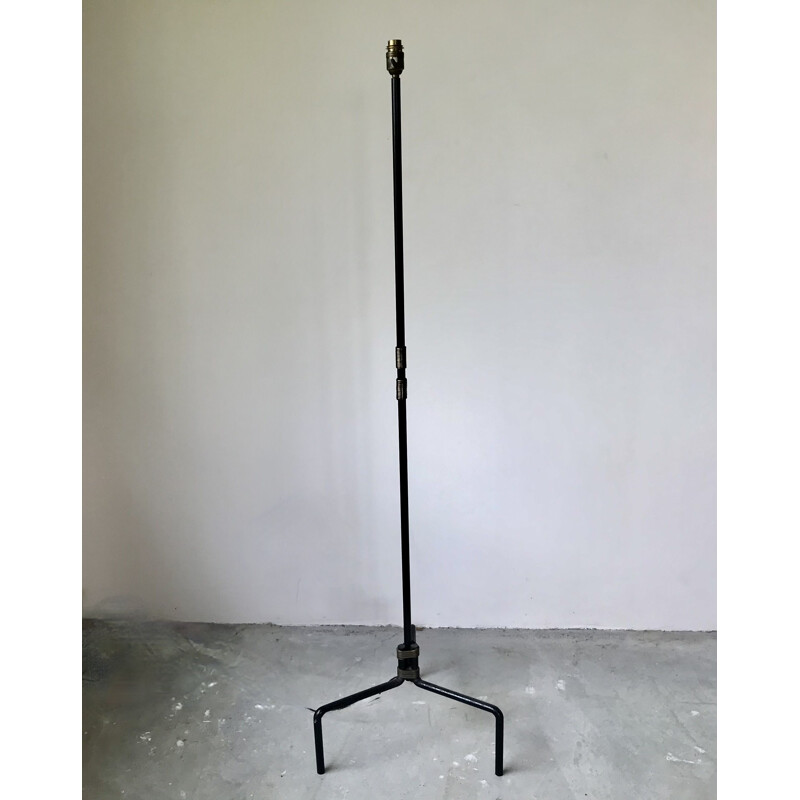 Vintage black lacquered metal floor lamp, 1950s