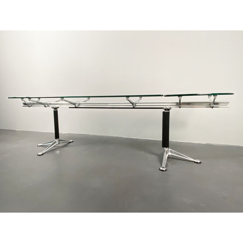 Mid century aluminium-glass desk by Bruce Burdick for Hermann Miller, USA 1980s