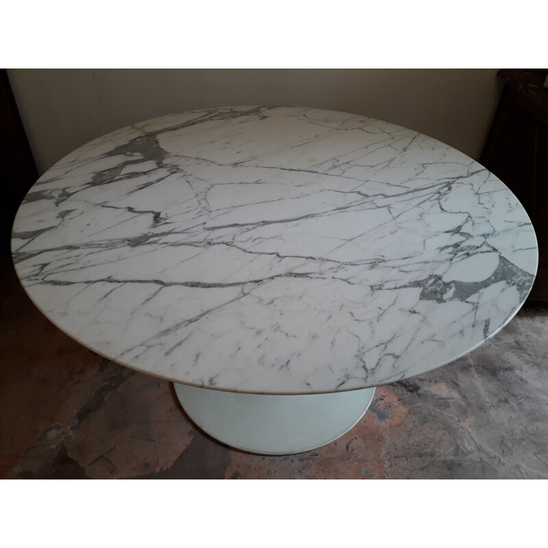 Vintage tulip dining table with Carrara marble top, 1960s