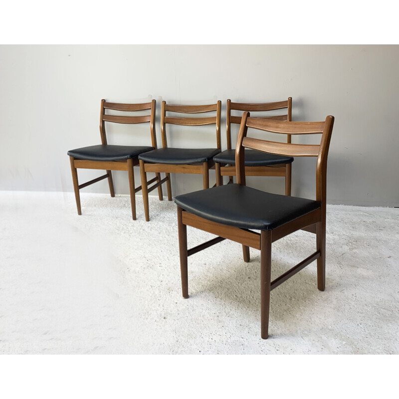 Set of 4 mid century english dining chairs, 1960s