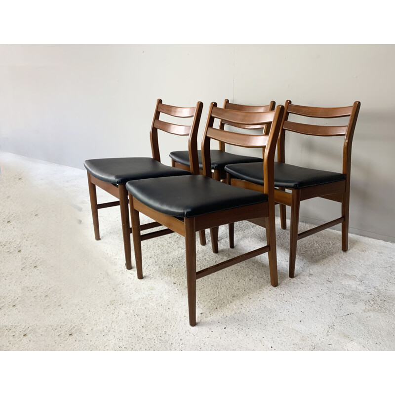 Set of 4 mid century english dining chairs, 1960s