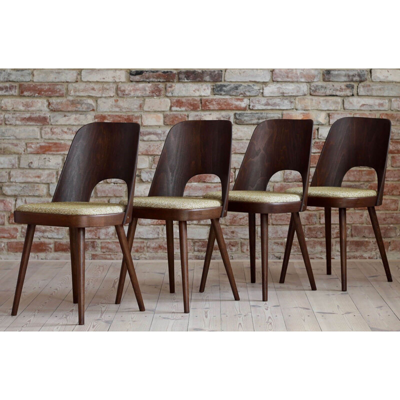 Set di 4 sedie vintage rivestite in tessuto da Oswald Haerdtl per Josef Hoffmann, Austria 1950
