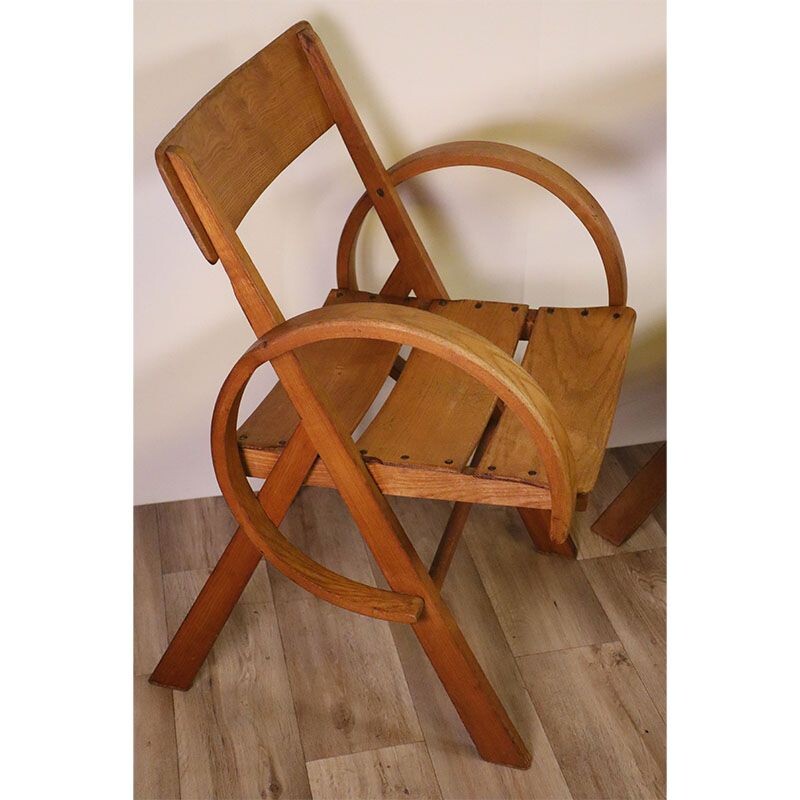 Set of 4 vintage oak chairs, 1960s