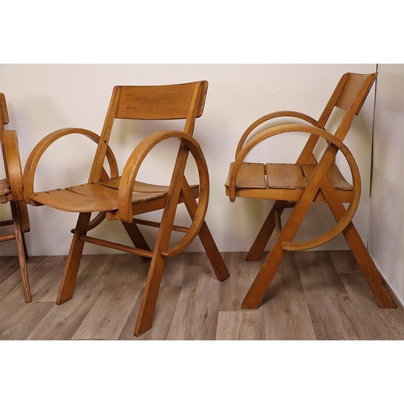 Ensemble de 4 chaises vintage en chêne, 1960