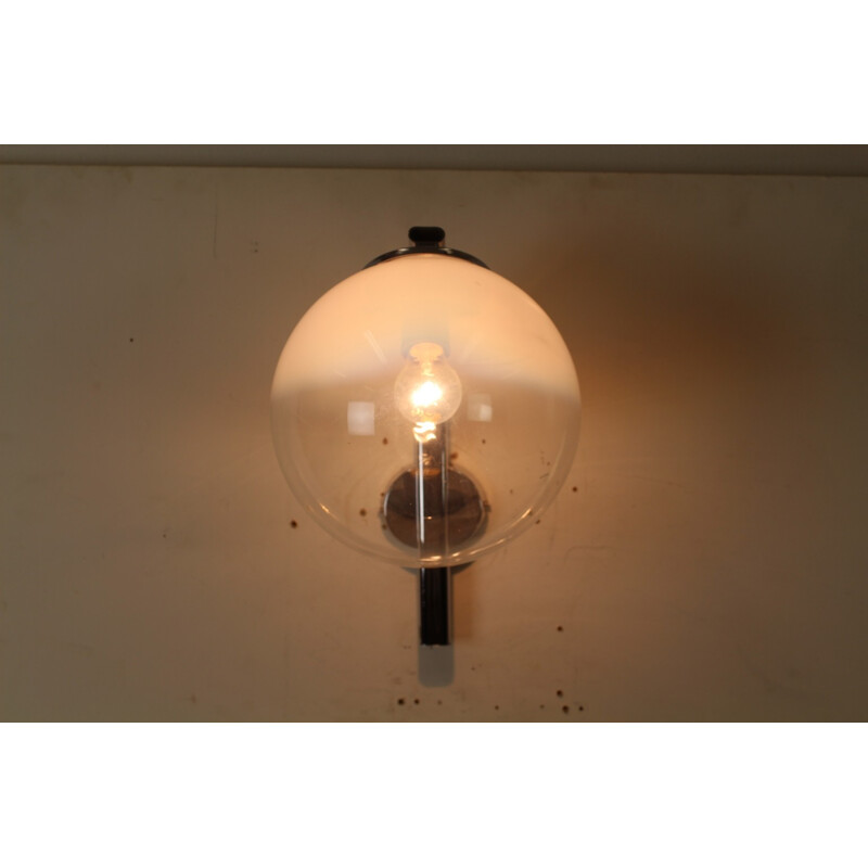 Wall sconce lamp in glass and metal, Targetti SANKEY - 1960s 