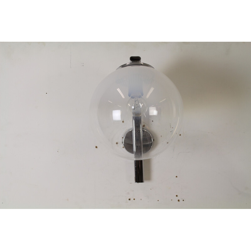Wall sconce lamp in glass and metal, Targetti SANKEY - 1960s 