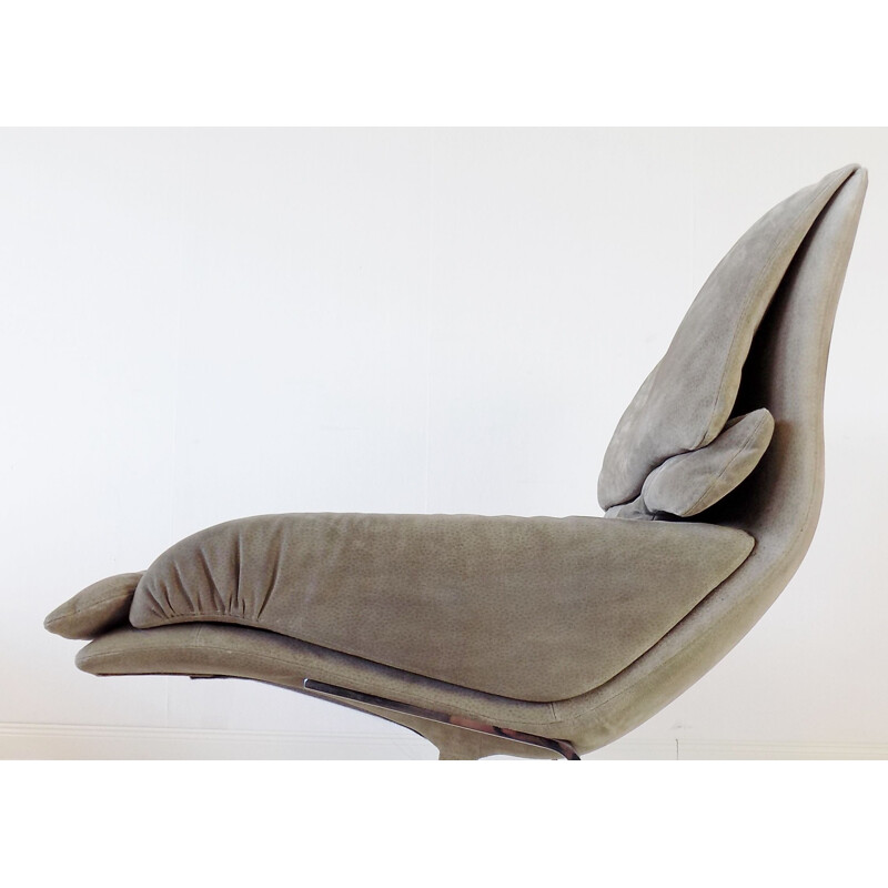 Sillón de ante vintage de Giovanni Offredi para Saporiti Italia Onda, Italia 1970