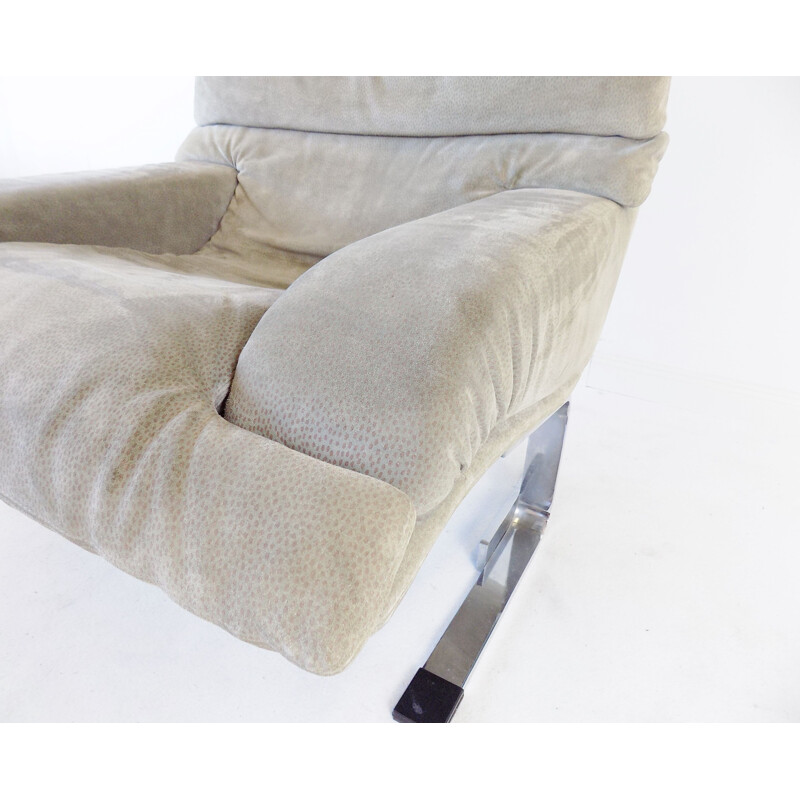 Vintage suede lounge chair by Giovanni Offredi for Saporiti Italia Onda, Italy 1970s