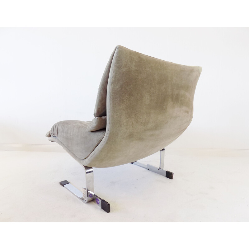 Vintage suede lounge chair by Giovanni Offredi for Saporiti Italia Onda, Italy 1970s