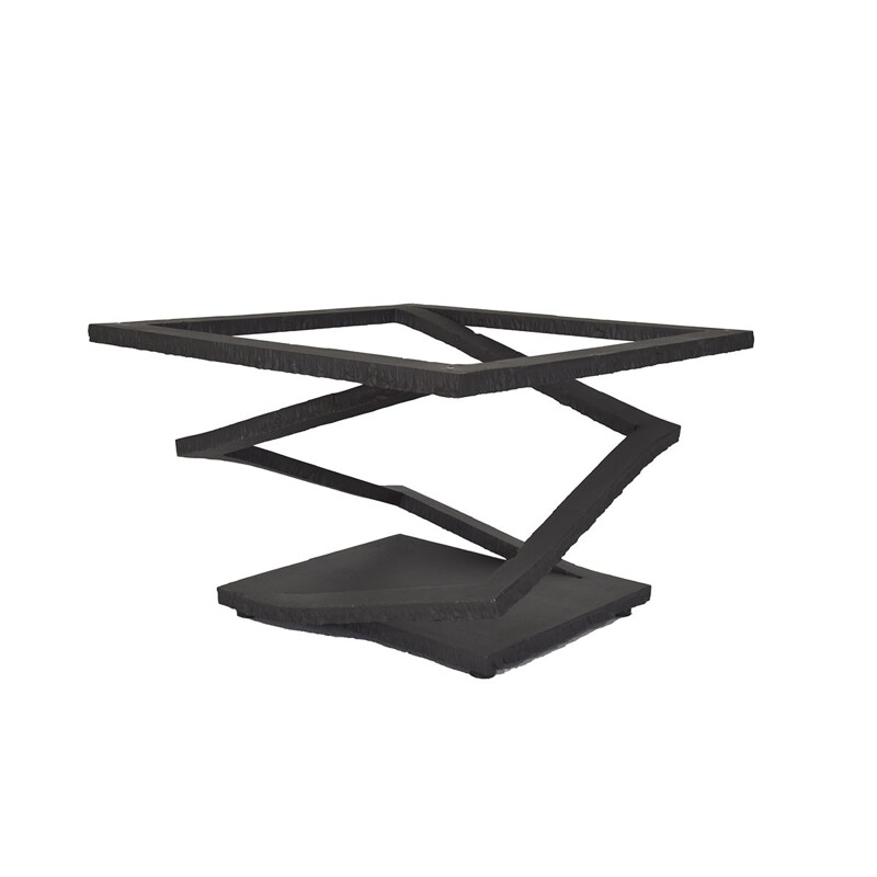 Vintage brutalist wrought iron coffee table fleur de fer by Roche Bobois for Roche Bobois, 1990s