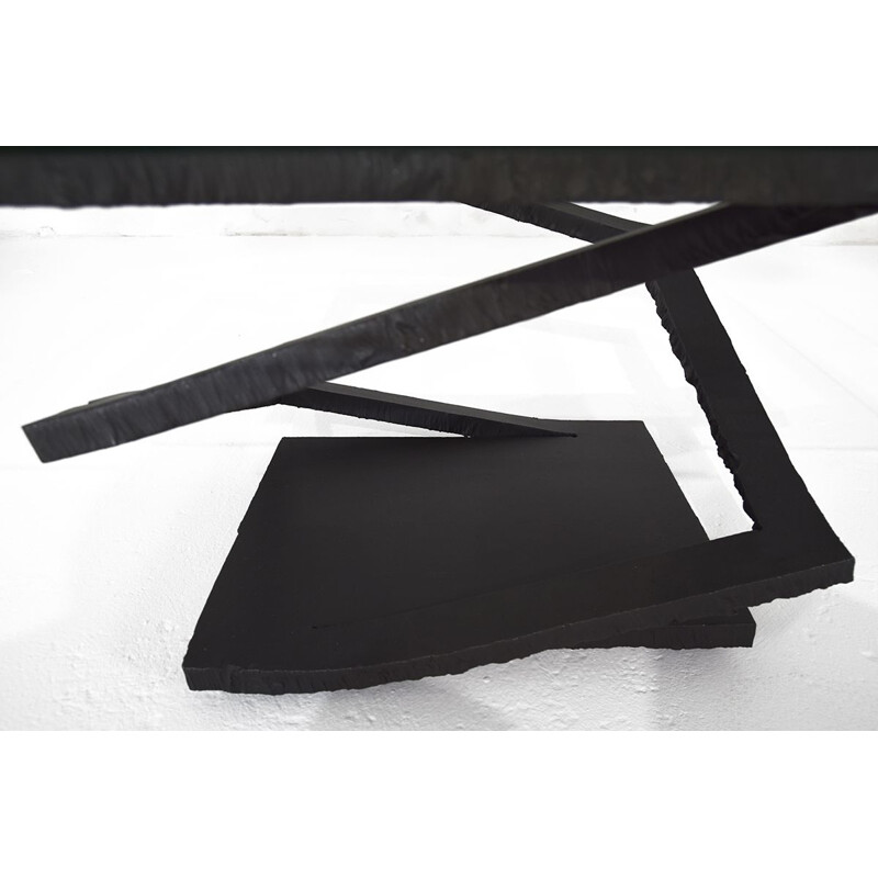 Vintage brutalist wrought iron coffee table fleur de fer by Roche Bobois for Roche Bobois, 1990s