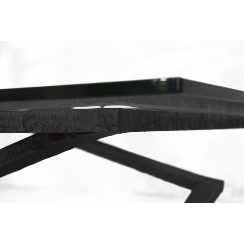 Vintage brutalist wrought iron coffee table fleur de fer by Roche Bobois for Roche Bobois, 1990s