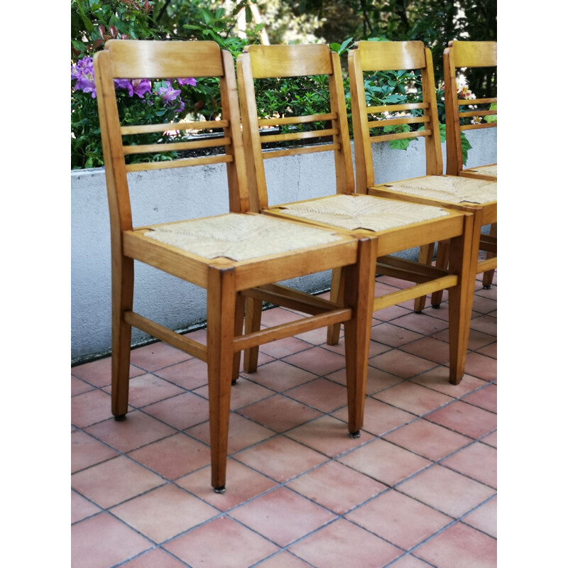 Set of 8 vintage beechwood chairs