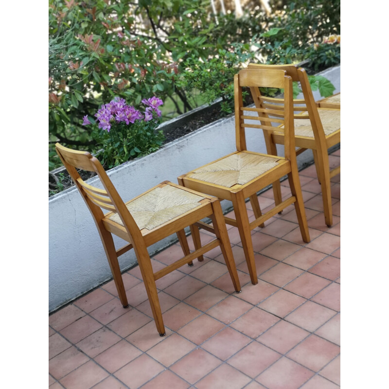 Set of 8 vintage beechwood chairs