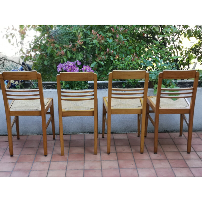 Set of 8 vintage beechwood chairs