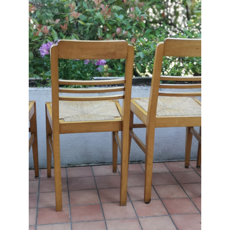 Set of 8 vintage beechwood chairs