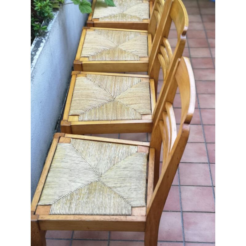 Set of 8 vintage beechwood chairs