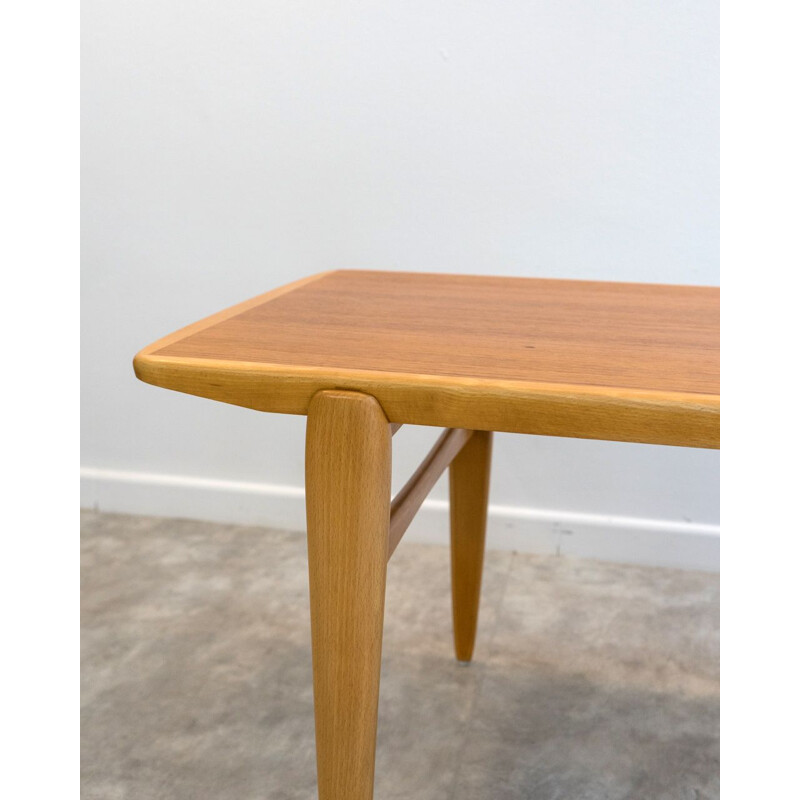 Vintage teak and beech coffee table, Denmark 1960