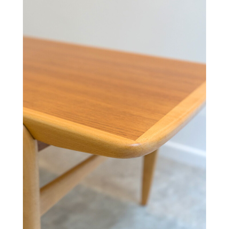 Vintage teak and beech coffee table, Denmark 1960