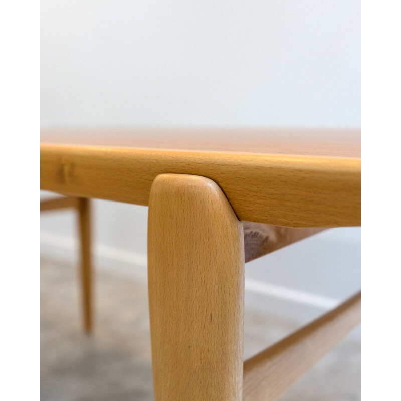 Vintage teak and beech coffee table, Denmark 1960