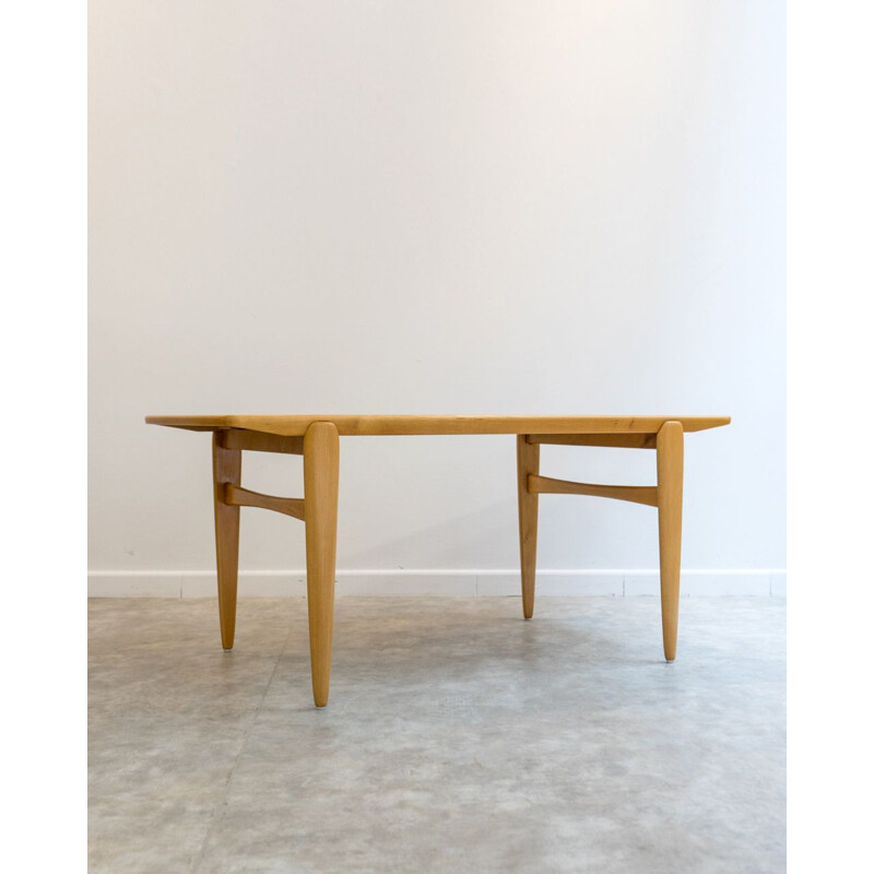 Vintage teak and beech coffee table, Denmark 1960