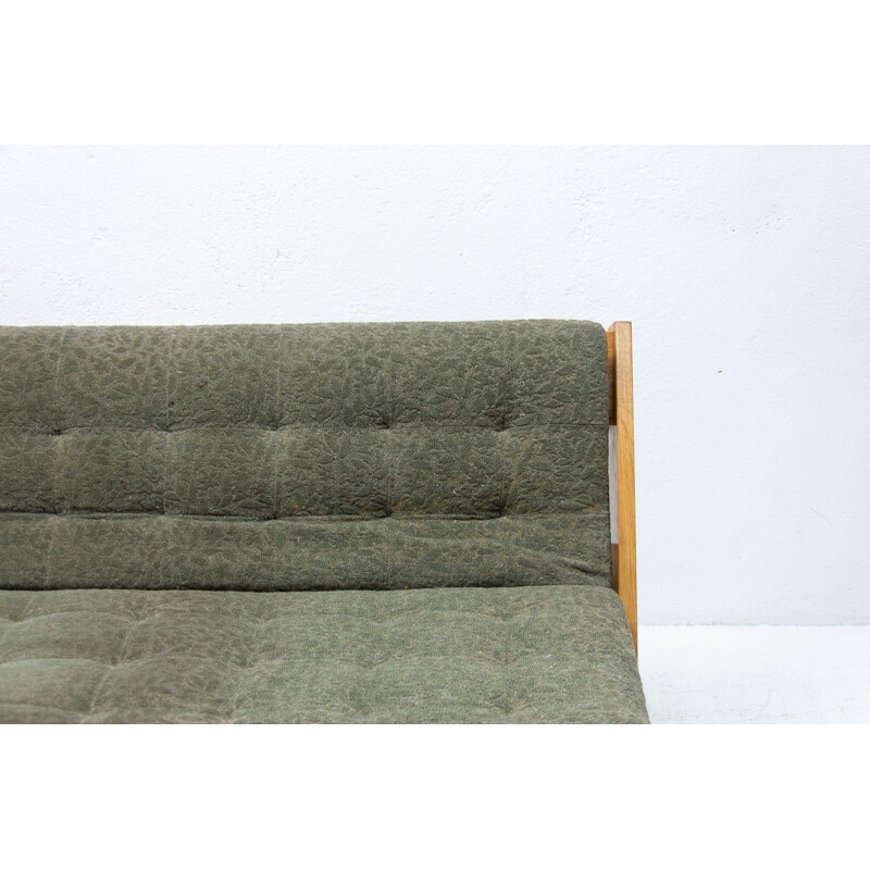 Mid century veneered in oak folding sofabed, Czechoslovakia 1960s