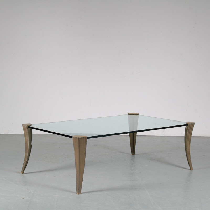 Vintage coffee table by rectangular glass by Peter Ghyczy for Ghyczy, Netherlands 1970