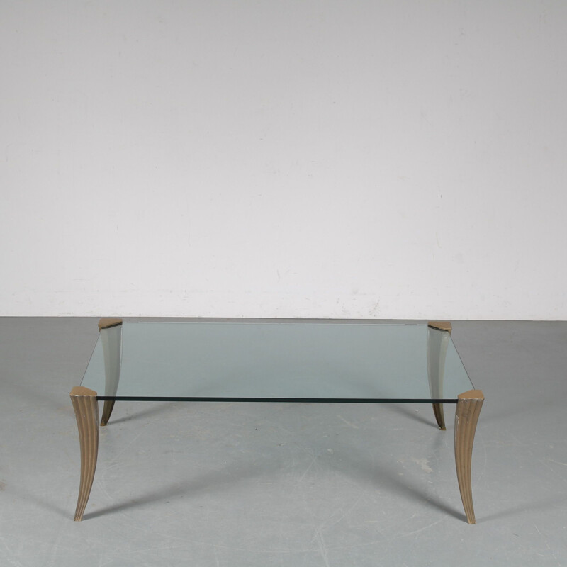 Vintage coffee table by rectangular glass by Peter Ghyczy for Ghyczy, Netherlands 1970